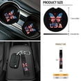 thumbnail image 7 of Yuyamidu 12 PCS Butterfly Car Seat Cover for Front Seats American Flag Rearview Mirror Cover Steering Wheel Cover Safe Belt Pads Armrest Pad Garbage Can Air Vent Organizer Keychain Coasters, 7 of 7