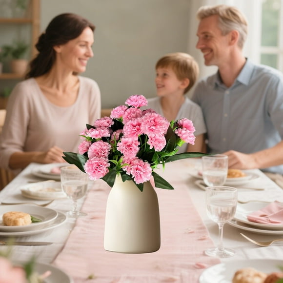 Carnation Silk Flowers Bouquet - Three-Dimensional Full Blooms, Artificial Floral Arrangements for Home Decor & Party Decorations, Pink, JKODE