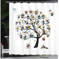 thumbnail image 3 of Ambesonne Bee Shower Curtain, Tree with Colorful Characters, 69"Wx70"L, White and Multicolor, 3 of 4