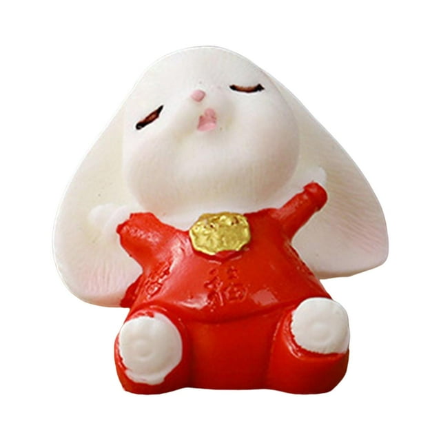 Bonita estatua de conejo en miniatura, adorno de escritorio, modelo animal, pequeña figura de conejito 23 cm x 29 cm