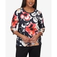thumbnail image 4 of Alfred Dunner Womens Petite Drama Shadow Floral Double Strap Top, 4 of 6
