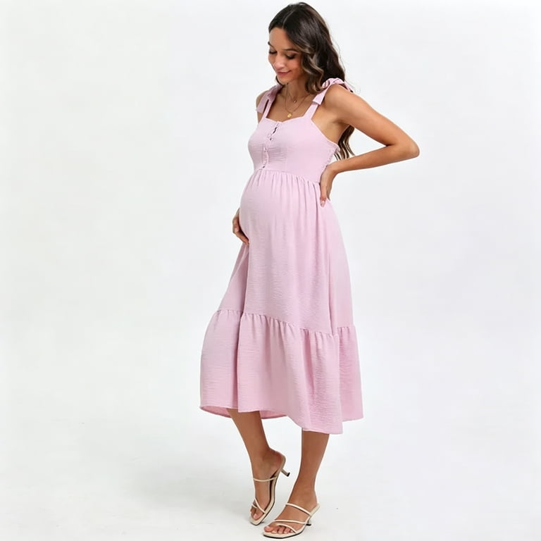 Maternity Dress Wrap Maxi Dresses Baby Shower Pregnancy Dresses for Photoshoot Pink-JDMedium Maternity Dress Wrap Maxi Dresses Baby Shower Pregnancy Dresses for Photoshoot Pink-JDMedium