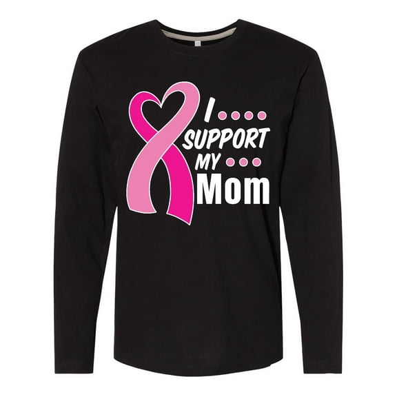 Inktastic Breast Cancer Awareness I Support My Mom with Pink Ribbon Long Sleeve T-Shirt