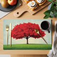 thumbnail image 2 of Red Tree Placemats Set of 12 Green Grass Gradient Sky Watercolor Place Mats Indoor Wipeable Table Mats Washable Cloth Dining Table Placemats for Kitchen Holiday Party Home Decor 13x19 Inch, 2 of 9