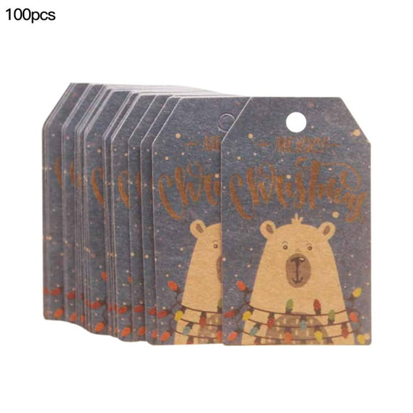 100 Pcs Étiquettes de Noël Décoratives en Papier Étiquettes d'Arbre de Noël pour Emballage Décor, Type 8