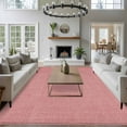 thumbnail image 4 of Area Rug for Living Room, Vintage Peach Pink Non-Slip Indoor Large Carpet for Bedroom/Dining Room, Farmhouse Retro Solid Color Linen Texture Washable Low-Profile Floor Runner Rugs - 5 x 7 Ft, 4 of 7