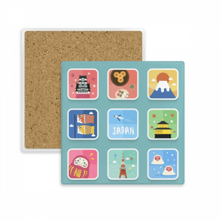 

Local Japanese Travelling Culture Square Coaster Cup Mat Mug Subplate Holder Insulation Stone