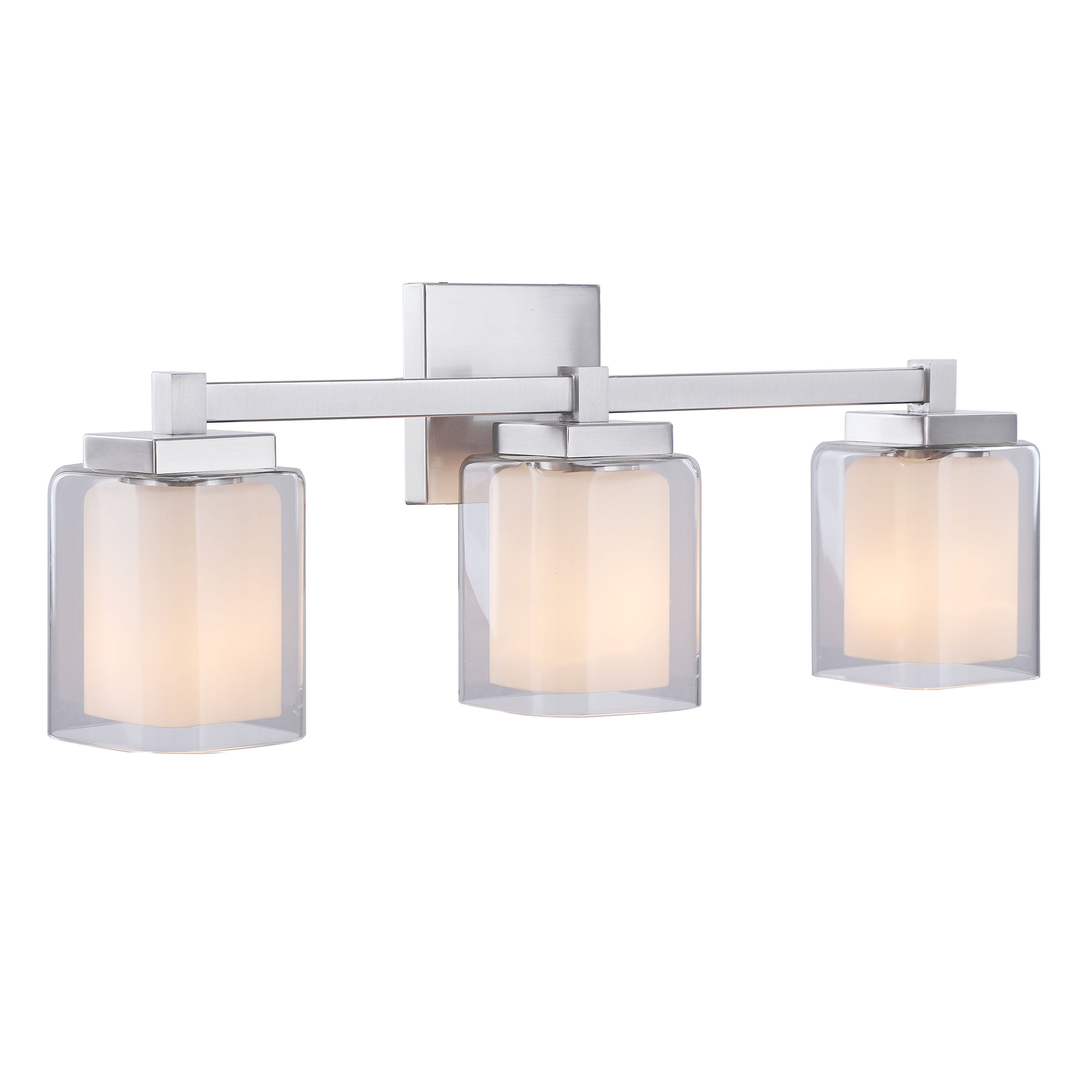 Satin Nickel 24" Vanity Light with Clear Glass Shades