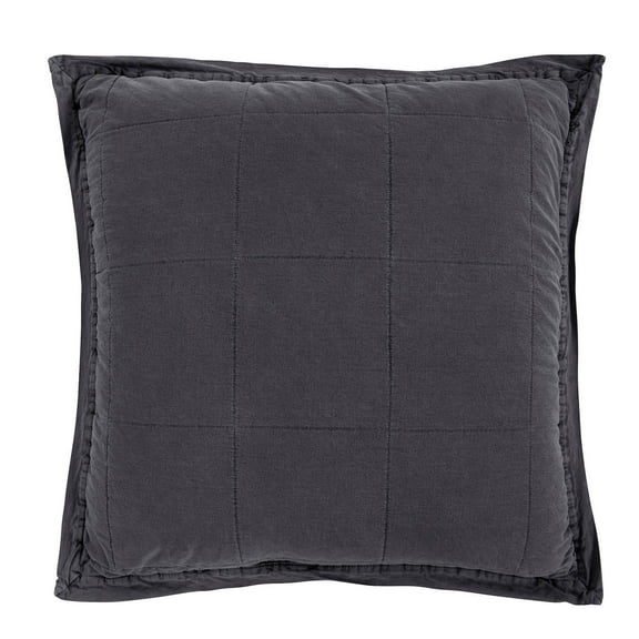 HiEnd Accents Stonewashed Velvet Quilted Euro Sham, Classic Chic Modern Rustic Pillow Cover, 27x27 inch