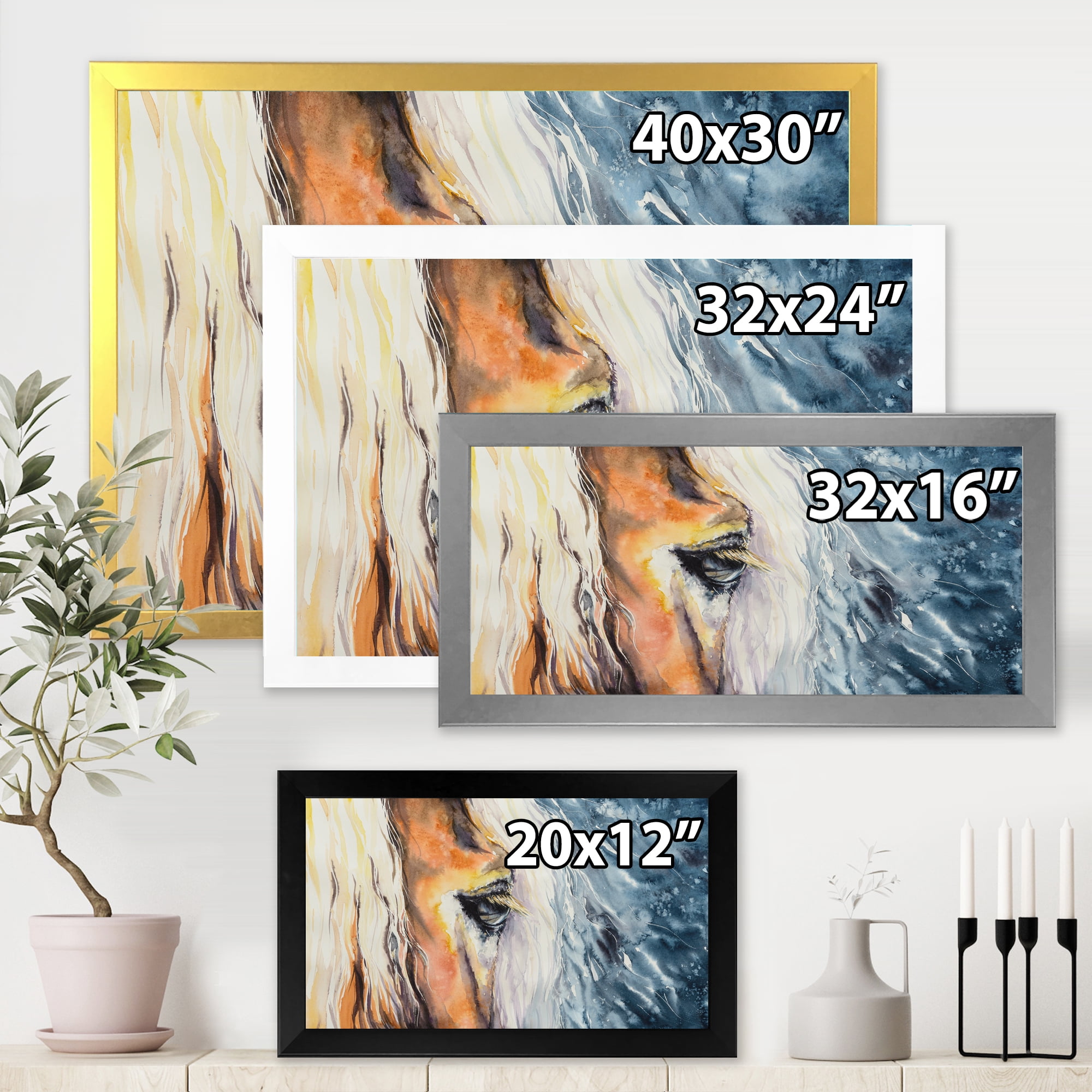 Designart 'Abstract Close-Up of A Beautiful Horses Eye II' Farmhouse Framed Art Print