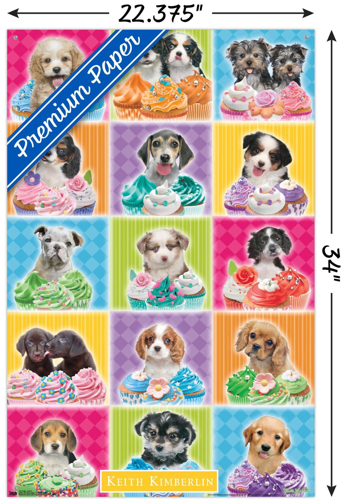 Keith Kimberlin - Puppies - Cupcakes Wall Poster with Push Pins, 22.375" x 34"