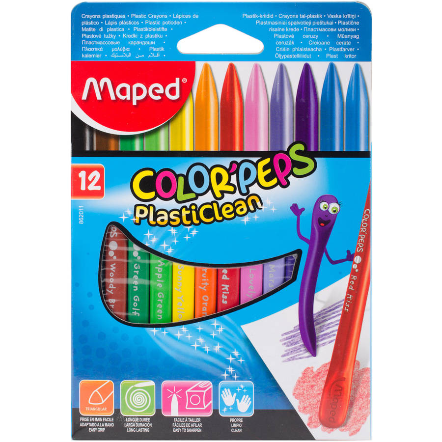Color'Peps Plasticlean Plastic Crayons, 12pk