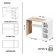 thumbnail image 3 of Escritorio minimalista MORU LINK Roble y Blanco con estantes, 3 of 8