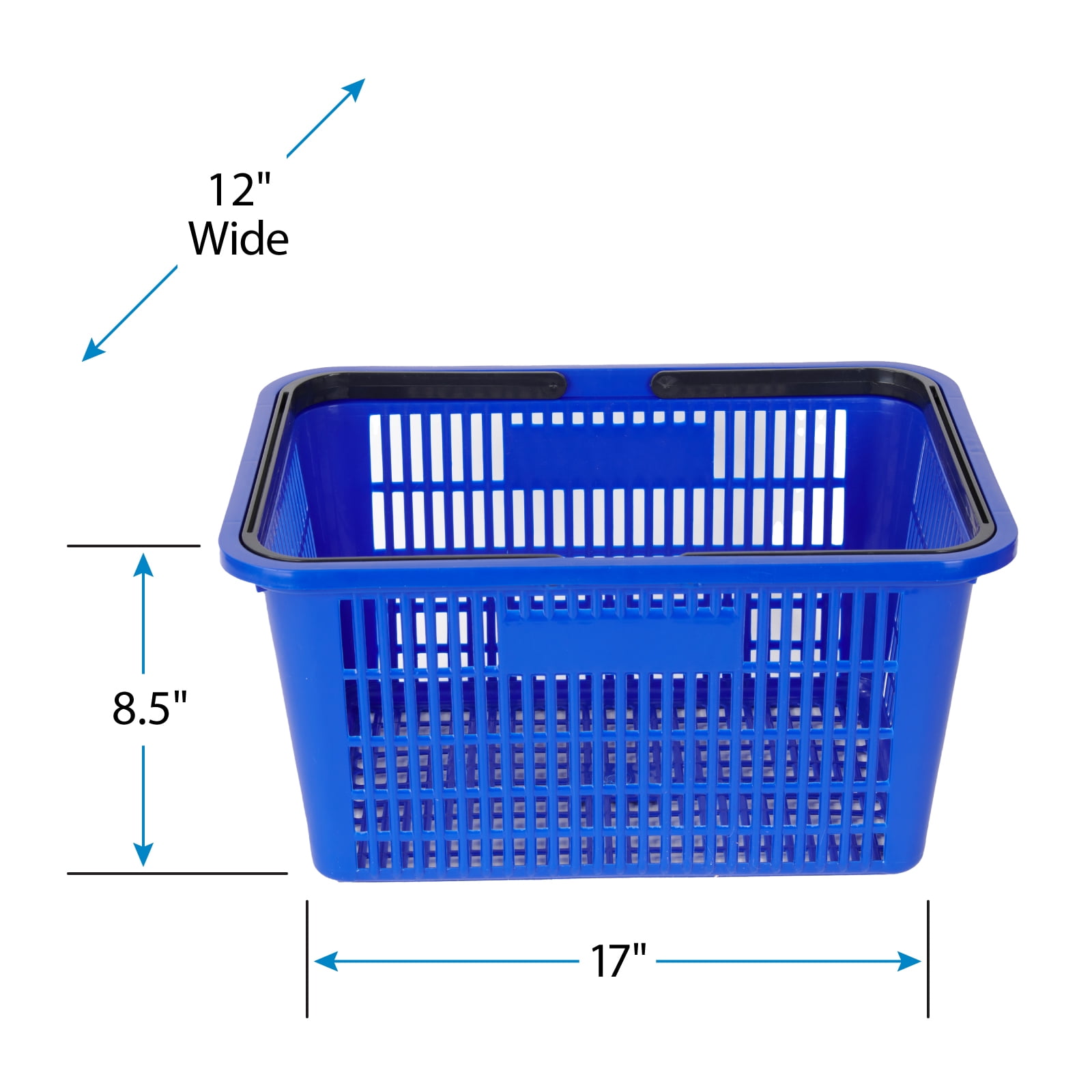 SSWBasics Blue Plastic Shopping Basket with Handles - Essential Shopping Baskets for Retail Store Use  Durable and Convenient Shopping Baskets for Customers