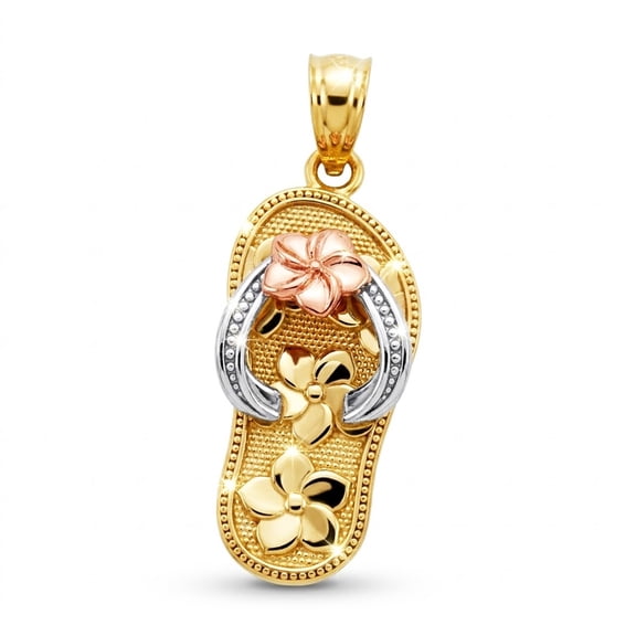 Charm America - Gold Floral Sandal Charm - 10 Karat Solid Tri-Color Gold