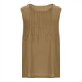 thumbnail image 4 of Khaki Teen Girls Brunch Vests Sleeveless Vest Tops for Women Boat Neck Faux Linen Loose Fit Pleated Cami Tank Basic Summer Fall Vests 2025 Clothing Fashion Y2K M, 4 of 5