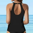 thumbnail image 5 of TOWED22 High Neck Tankini Top Backless Bathing Suit Tops for Women Swimsuit Top Key Hole Swim Top Only(Black,XXL), 5 of 7