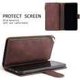 thumbnail image 6 of Wallet Case for iPhone 14 6.1 inch, Premium Vintage PU Leather Magnetic Closure Handbag Zipper Pocket Case Kickstand Card Slots with Wrist Strap Shockproof Flip Case - Coffee, 6 of 8