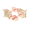 thumbnail image 2 of Clara Pucci 3Ct Natural Morganite Princess Cut VVS1 Push Back Stud 14k Solid hypoallergenic Gold Designer Earrings For February, 2 of 7