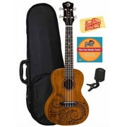 Luna Tattoo Mahogany Concert Ukulele Bundle with Hard Case, Tuner, Austin Bazaar Instructional DVD, and Polishing Cloth