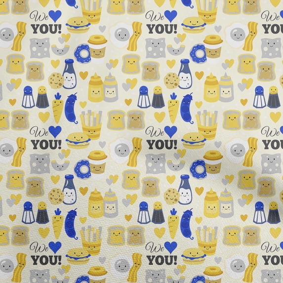 oneOone Georgette Viscose Beige Fabric Breakfast Quilting Supplies Print Sewing Fabric By The Yard 42 Inch Wide