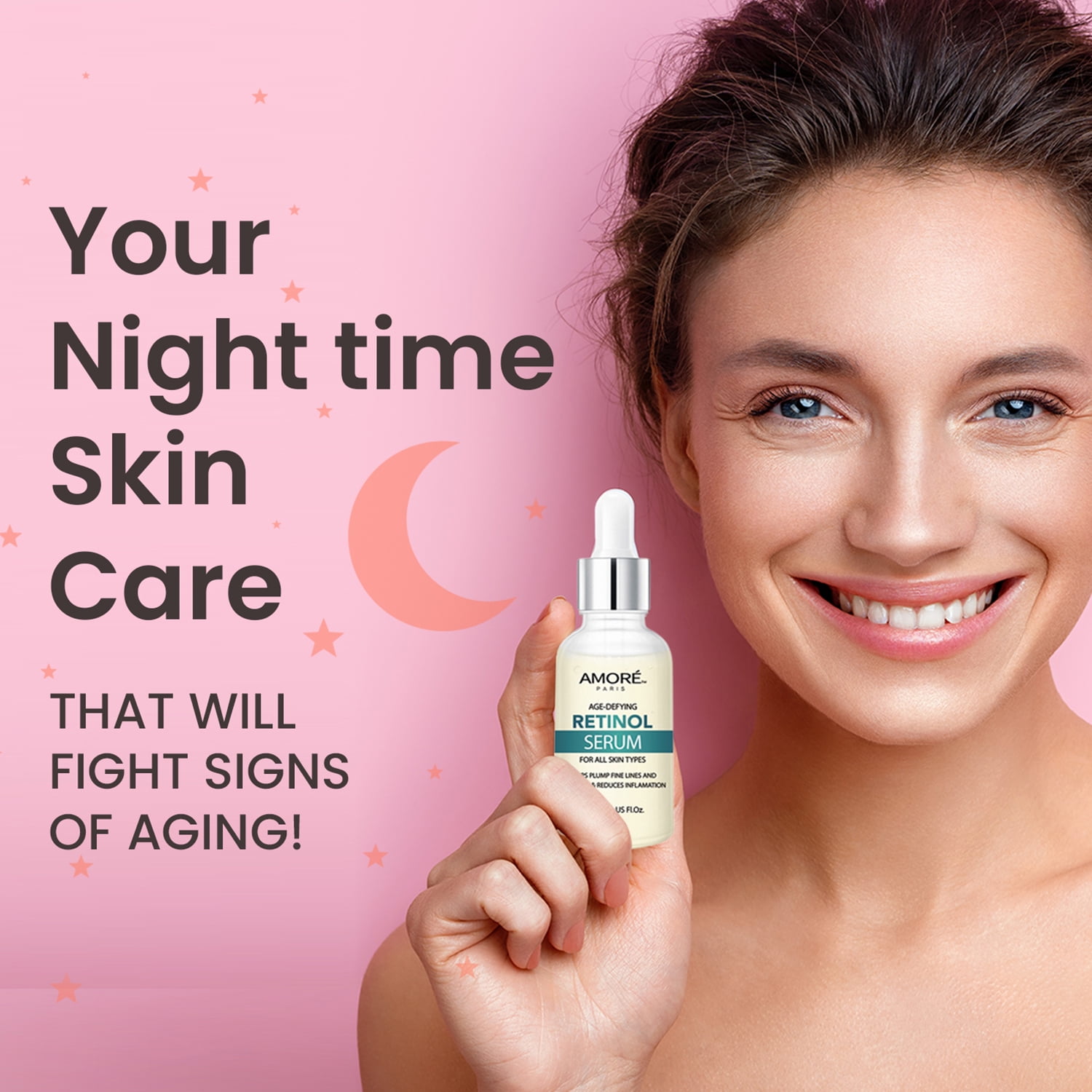Complete Anti-Aging Skincare Set with Retinol Face Serum, Night Moisturizer, and Eye Cream
