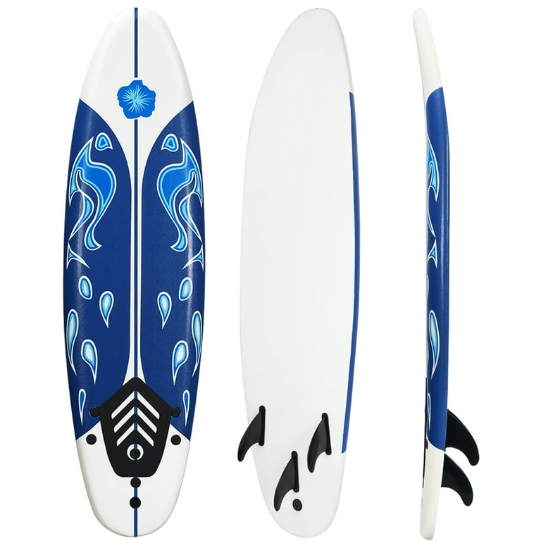 Costway 6' Foam Surfboard with Hard Bottom, 3 Fins & Leash Costway 6' Foam Surfboard with Hard Bottom, 3 Fins & Leash