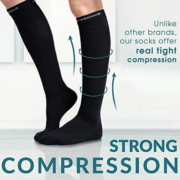 CompressionZ Compression Socks 20-30 mmHG for Men & Women - Nurses, Runners  (Nude 2 Pack, Large)