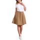 thumbnail image 2 of Faldas de mujer Inspire Chic de cintura alta, en línea A, acampanadas, casuales, de mezclilla, color marrón, 2 of 6