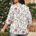 thumbnail image 4 of Mlqidk Womens Plus Size Summer Tops Spring Fashion Button Henley Shirts Floral Print 3/4 Sleeve Tops Dressy Casual Tshirt Loose Fit Clothes for Women Watermelon Red 3XL, 4 of 6