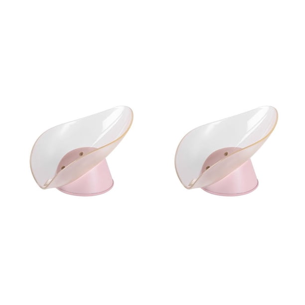 Kearding Caja de almacenamiento Contenedor de succión Organizador de drenaje en forma de hoja para baño de cocina, rosa claro Rosa claro 2Conjunto