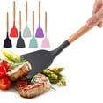 thumbnail image 5 of Hadanceo Cooking Spatula Non-deformable Anti-slip Silent Stir-Fry Heat Resistance Silicone Extended Wooden Handle Frying Spatula for Kitchen, 5 of 8