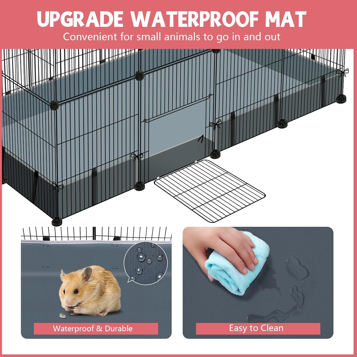 32 Panels Small Animal Playpen,Pet Playpen with Waterproof Mat,C&C Cage for Guinea Pigs,Puppy Play Pen,Bunny Playpen