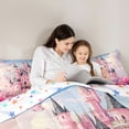 thumbnail image 4 of Homewish Girly Pink Castle Bedding Comforter Set 7pcs for Kids, Romantic Rose Flower Queen Bedding Sets, Princess Cartoon Theme Reversible Queen Sheet Sets, Super Cozy Room Decor, 4 of 7