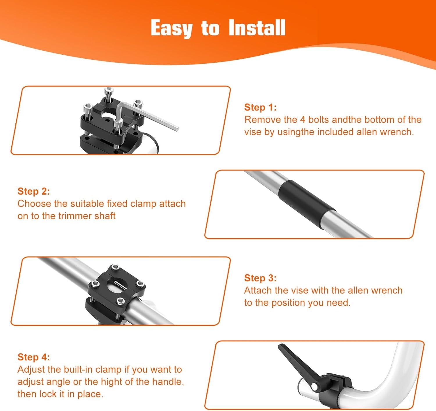 Upgraded Weed Eater Handle Extension, Ergonomic String Trimmer Grip Handle for Weed Trimmer & Weed Wacker, Adjustable Aluminum Trimmer Handle Attachment for Lawn Care