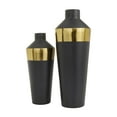 thumbnail image 6 of DecMode 20", 16"H Black Metal Vase with Gold Band, Set of 2, 6 of 8