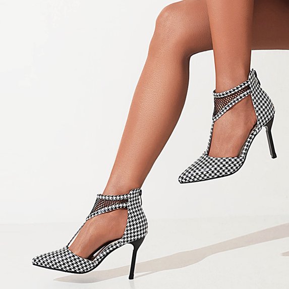 Zanvin Womens Sandals Clearance Women's Shoes Casual Back Zip Leopard Print Sandals Super High Heel Pointed Toe Hollow Out Stilettos, Gray, 42