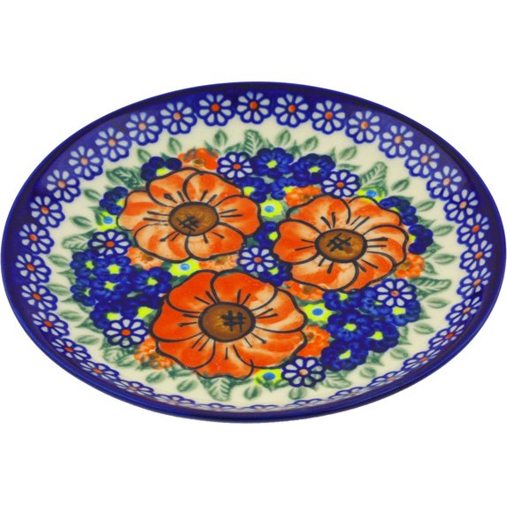 Polish Pottery 7½-inch Dessert Plate Hand Painted in Boleslawiec, Poland + Certificate of Authenticity