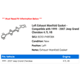 thumbnail image 2 of Left Exhaust Manifold Gasket - Compatible with 1999 - 2007 Jeep Grand Cherokee 4.7L V8 2000 2001 2002 2003 2004 2005 2006, 2 of 2