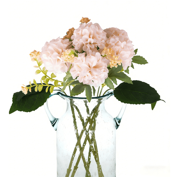 Clearance! Faux Hydrangeas Fake Flowers Artificial Silk Hydrangea Flower With Stems Bouquets Arrangement for Home Table Centerpieces Wedding Shower Birthday Party Decoration Light Pink 1PCS