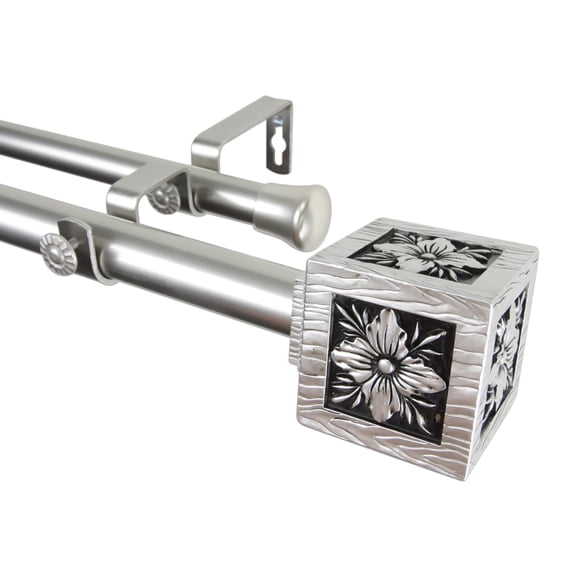 Ophelia Double Curtain Rod 28-48 inch - Satin Nickel
