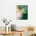 thumbnail image 2 of Green Abstract Wall Art Set of 3,Modern Emerald Green Gold Fluid Ink art Marble Canvas Wall Art, Emerald Green Wall Decor for Living Room Bedroom Bathroom Office Ready to Hang, 2 of 4