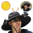 thumbnail image 1 of Sombrero Enfriamiento Borde para Hombres Con 2 Ventiladores Solares Jardín Playa, 1 of 9