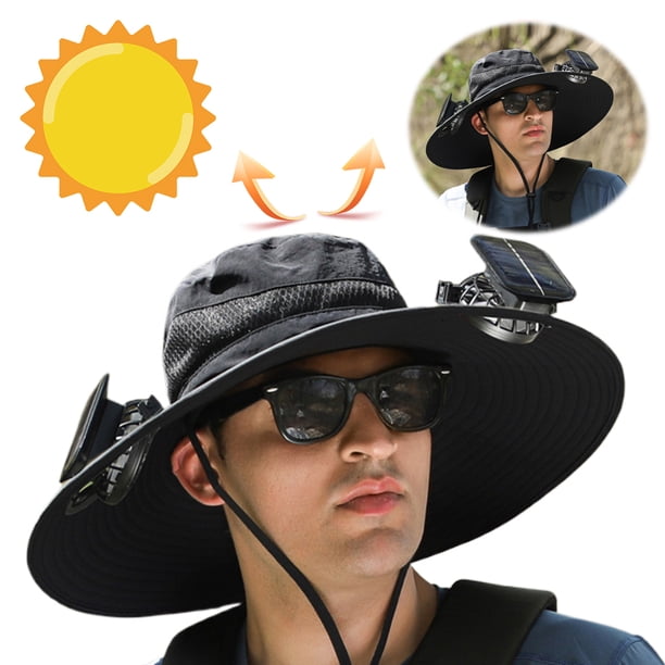 Ventilador Batería Litio Larga Duración Carga Solar Viento Verano Sombrero Protección Solar Sombrero Con para Hombres Secado Rápido (el Requiere Embalaje OPP Independiente)