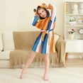 thumbnail image 3 of FORMRS Niños Bathrobe Unisex Hooded Robe Soft Plush Pajamas Sleepwear, Size 2-3T, Orange Abstract Wavy, 3 of 7