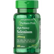 (2 pack) (2 Pack) Puritan's Pride Selenium 200 mcg-100 Tablets