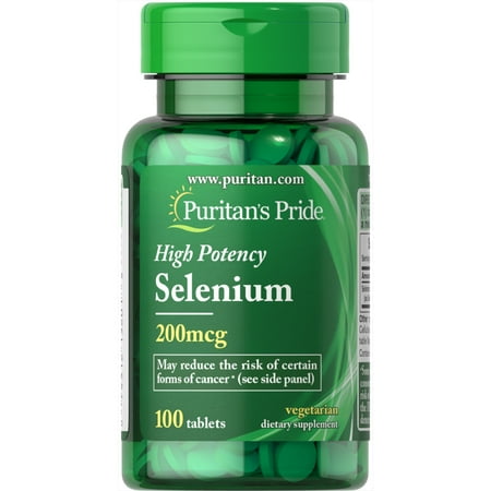 (2 pack) (2 Pack) Puritan's Pride Selenium 200 mcg-100 Tablets