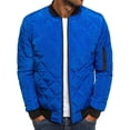 thumbnail image 1 of Mikilon Men Solid Casual Stand-up Collar Zipper Diamond Stitched Pocket Jacket Coats, 1 of 4