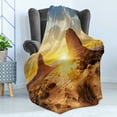 thumbnail image 4 of American Soft Flannel Fleece Blanket, US Monument Valley The Three Sisters Canyon Bushes Sand Sunset Landscape Print, Cozy Plush for Indoor and Outdoor Use, 70" x 90", Yellow Brown, by Ambesonne, 4 of 5