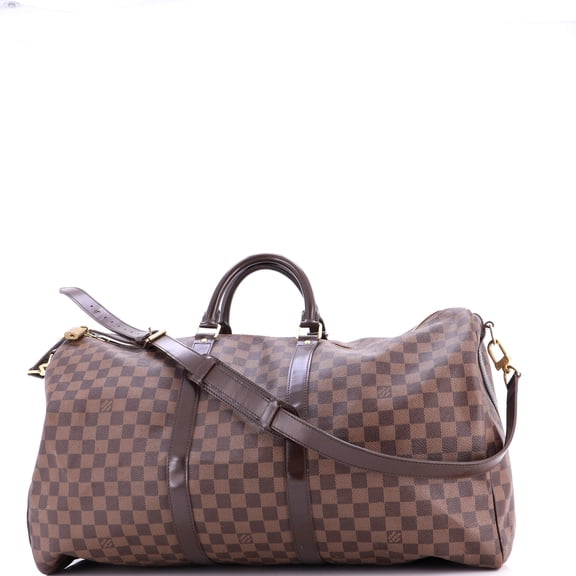 Pre-Owned Keepall Bandouliere Bag Damier 55 By Rebag